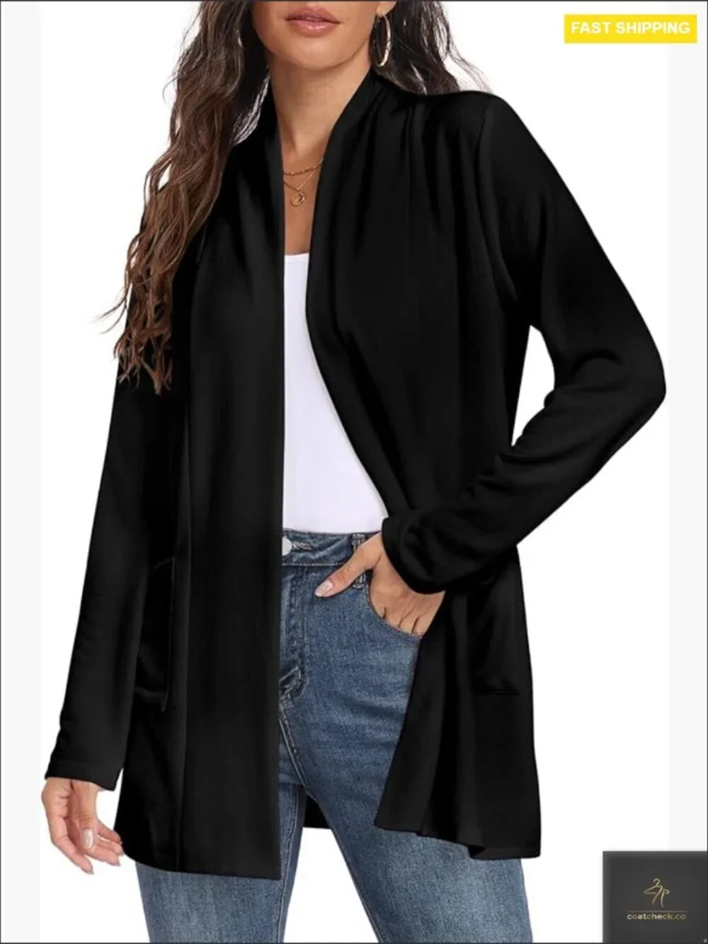 Long Sleeve Lightweight Cardigan Open Front Draped Casual Chic Oversized
